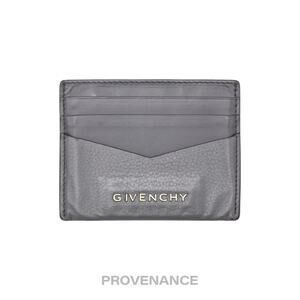 🔴 Givenchy Logo Card Holder Wallet - Grey Leather